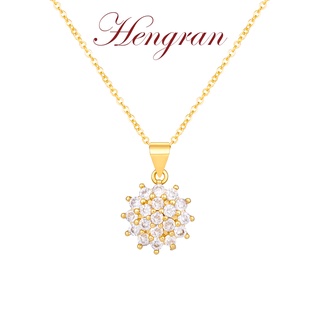 Hengran สร้อยคอแฟชั่นเกาหลี ทอง18K เพชร ผู้หญิง ดอกไม้ 13GN