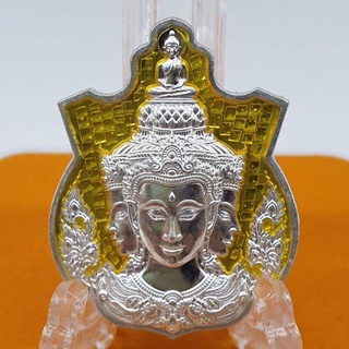 เหรียญรุ่น 1 พรหมเหนือดวง เนื้อเงินแท้ลงยาเหลือง วัดพระธาตุจอมแจ้ง โคท 51