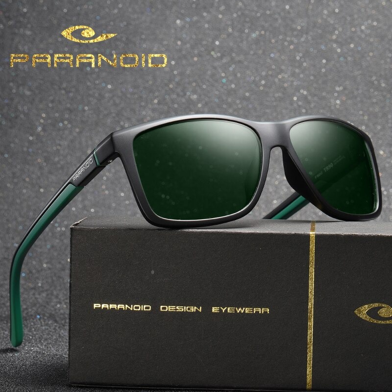 Paranoid แว่นกันแดดวินเทจ Polarized UV400 แว่นตากันแดดสําหรับขับรถ Black Square Oculos Spek Cermin Mata Hitam