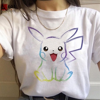 เสื้อยืด Pokemon T Shirts Women Cartoon Short Sleeve for Women Tee Summer Harajuku Cute Anime Loose Casual Fashion