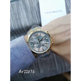 AR11076.  ขนาด 43 mm. Mens Two Tone Chronograph Bracelet Watch  ดูดีมากค่ะ คอนเฟิร์ม