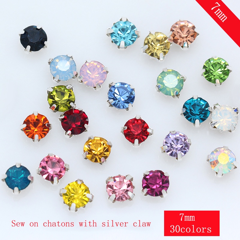 36 P 7 มม.เย็บคริสตัล Rhinestones diamante ทองแดงเงินถ้วย claw Montees เย็บแก้วอัญมณีลูกปัดสําหรับเย็บปักถักร้อย DIY สร้อยคอต่างหูเครื่องประดับทํา headwear เสื้อผ้าอุปกรณ์เสริม