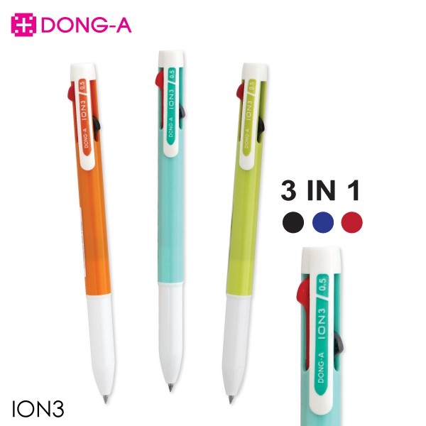 ปากกาเจล 3 สี DONG-A ION3 ขนาด0.5มม.(ขอสงวนสิทธิ์ในการเลือกสี)** ราคาต่อ 1 ด้าม**