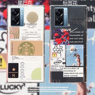 New เคสโทรศัพท์ OPPO A77 5G / A57 4G 2022 / A76 / A96 4G / A16e / A16 Fashion Transparent Illustration Starbucks Flowers Cover OppoA77 เคส Shockproof Soft Case