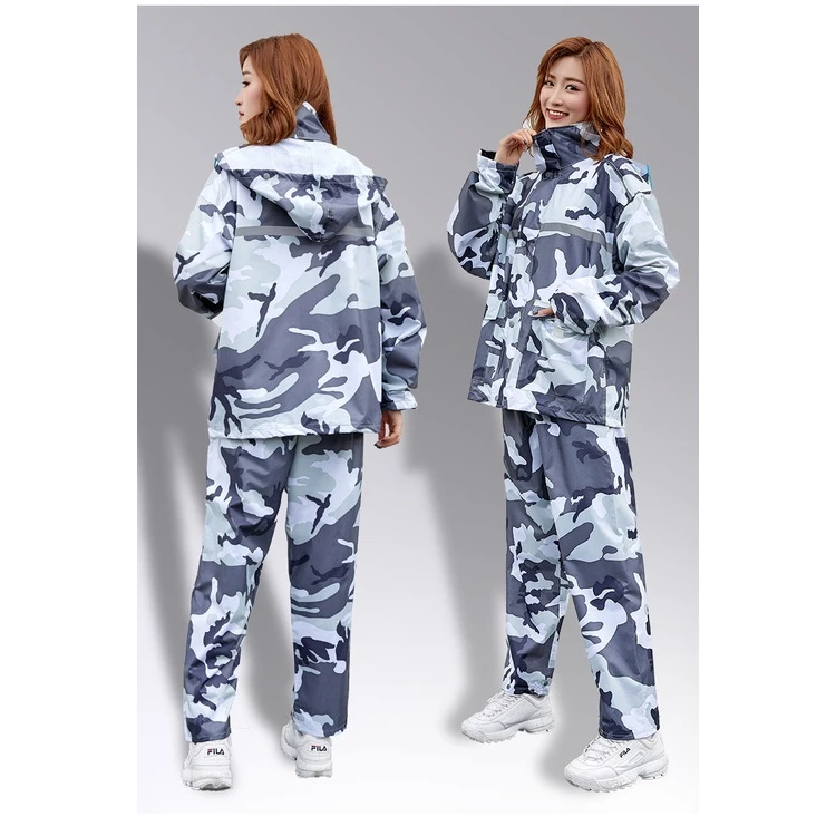 เสื้อกันฝนพร้อมหน้ากาก แถบสะท้อนแสง สีขาว thumbnail 4