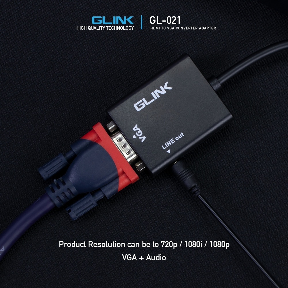 Glink GL-021 สายแปลง HDMI TO VGA มีช่องต่อเสียง Converter Adapter With 3.5mm Audio port. - รูปที่ 4