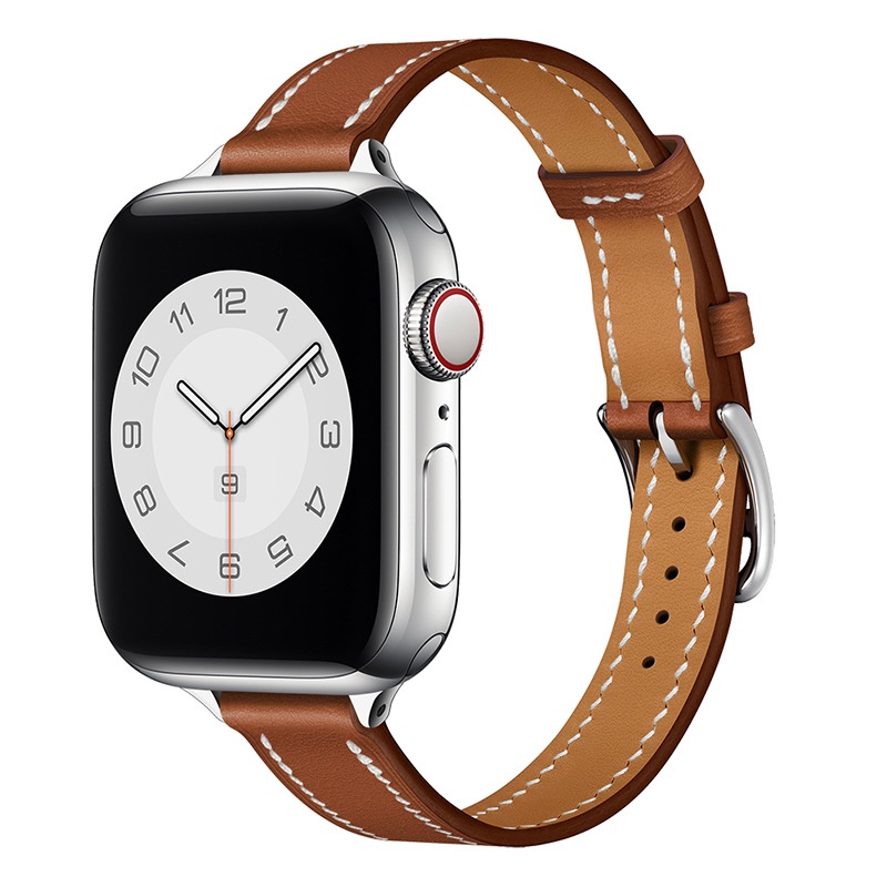 สายนาฬิกาข้อมือ สายหนังวัวแท้ เข้ารูป สีตัดกัน สําหรับ Apple Watch 7 6 5 4 3 SE iWatch