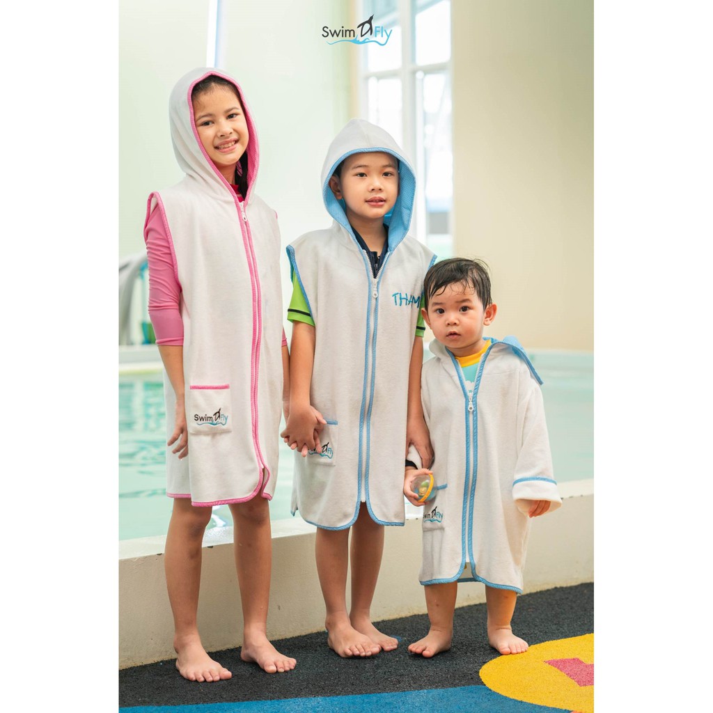 ชุดคลุมหลังว่ายน้ำแขนยาว SwimFly Hooded Swimming Robe (Blue) - pamabe ...