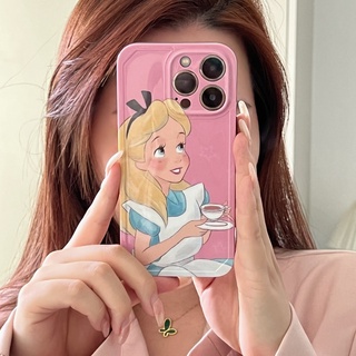 การ์ตูน ดิสนีย์ เจ้าหญิง กาแฟ อลิซ เคสไอโฟน 13 Pro Max iPhone 12 Pro Max 11 Pro Max XS MAX XR XS 7Plus 8 + Case ใหม่ IMD ซิลิกาเจล ป้องกันการหล่น นุ่ม เคส