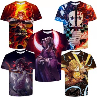 เสื้อยืดแขนสั้นลําลอง พิมพ์ลายอนิเมะ Demon Slayer 3D Yaiba Kamado Kochou Shinobu สําหรับผู้ชาย