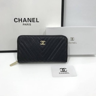 (พร้อมส่ง) Chanel wallet 7.5” สีดำ หนังสวยมากกก