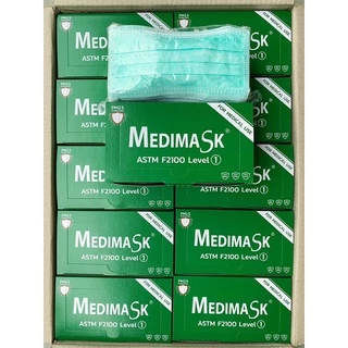 Medimask ASTM level 1 หน้ากากอนามัย 3ชั้น 50ชิ้นต่อกล่อง เกรดการแพทย์ ใช้ในโรงพยาบาล พร้อมส่ง