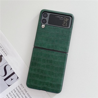 เคสโทรศัพท์มือถือลายหนังจระเข้สําหรับ Samsung zflip3 5G