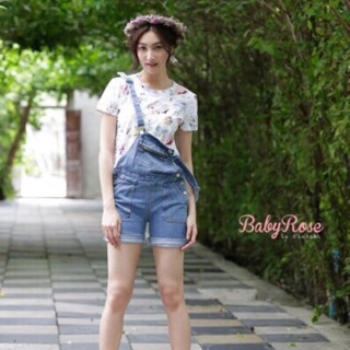 เอี๊ยมยีนส์ ขาสั้น แบรนด์ babyrose by pancake