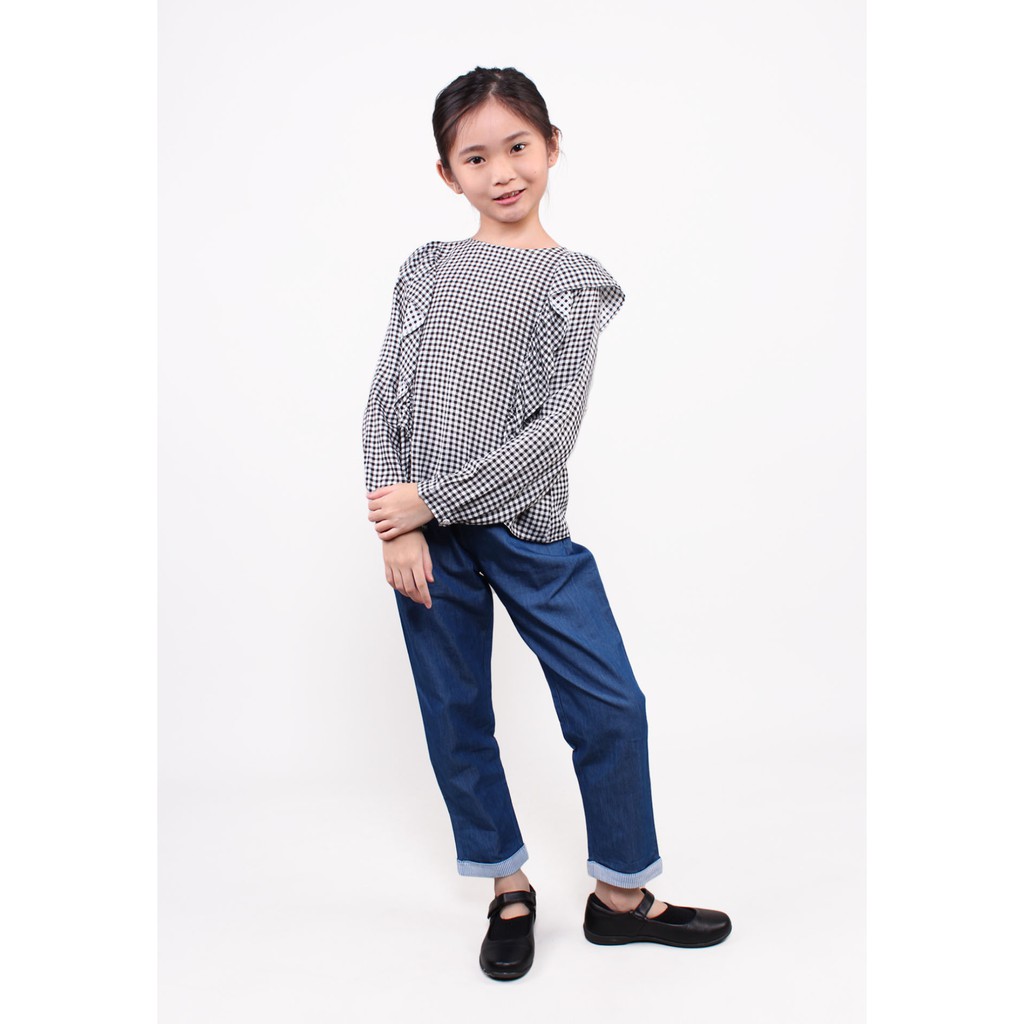 Soda Kids Ruffle ลายสก๊อตกลีบเสื้อแขนยาว KGA01427-A091808