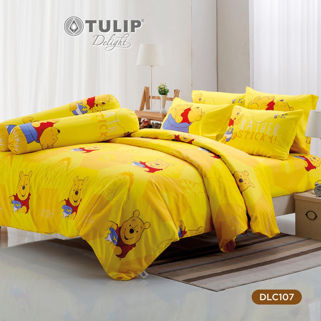 TULIP Delight หมีพู DLC107 ลิขสิทธิ์แท้ Disney Pooh ชุดผ้าปูที่นอน ผ้าห่ม ผ้านวม พิมพ์ลายการ์ตูน
