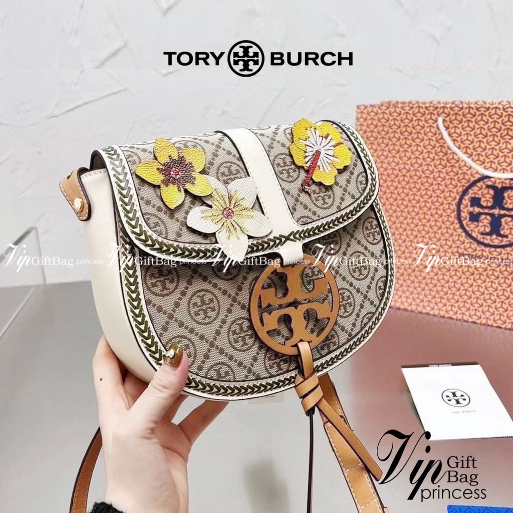 TORY BURCH T MONOGRAM FLORAL BAG / Tory Burch Monogram Crossbody Bag / TORY BURCH MILLER CANVAS QUADRANT SADDLE BAG