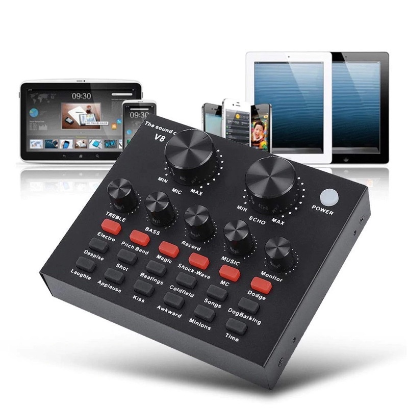 🔥 พร้อมจัดส่ง!!⚡️ซาว์นการ์ดแปลงสัญญาณเสียง V8 V8S+ Live Stream audio interface External Audio Mixing