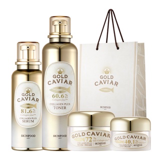 Skinfood Gold Caviar Collagen Plus Toner 120ml / Serum 40ml / Eye Cream 30g / Mask Cream 50g