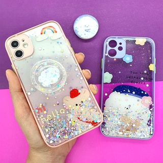 เคสซัมซุง/Samsung A10 A10s A12 A52 S21 FE  พร้อมส่ง!! เคสมือถือ TPU ขอบสีกันกล้องกากเพชรกริตเตอร์ ฟรี Griptok เคสการ์ตูน