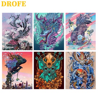 Drofe 【40X50 ซม.】ภาพวาดมังกร / ม้าสําหรับแขวนตกแต่งผนัง