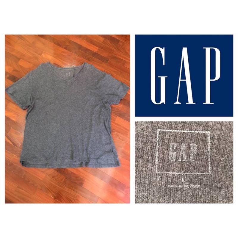 เสื้อยืดแขนสั้น แบรนด์ Gap ทรง oversize คอวี