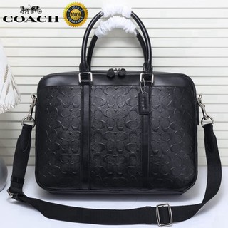 🎄พร้อมส่ง🌟Coach กระเป๋าถือใบใหญ่ผู้ชายแฟชั่นกระเป๋าสะพายไหล่ข้างเดียวหนังนูนของแท้ 100% ในสต็อก 72230