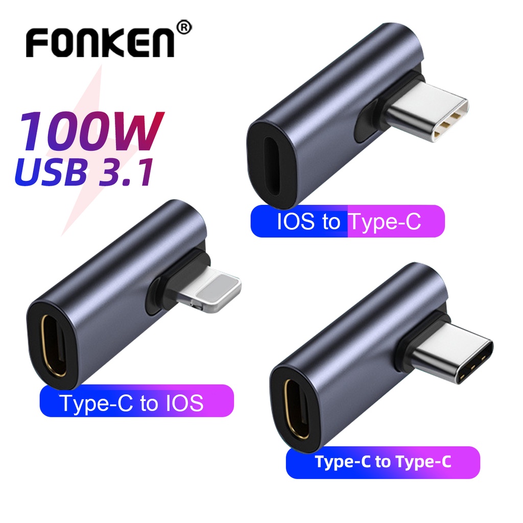 Fonken อะแดปเตอร์แปลงสายชาร์จ Type-C 40Gb สําหรับโทรศัพท์มือถือ แท็บเล็ต Thunderbolt3 USB C เป็น C