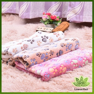 Lawan ผ้าห่ม ชนิดผ้ากำมะหยี่ พิมพ์ลายอุ้งเท้าแมวน่ารัก สำหรับสัตว์เลี้ยง Pet blanket [A619]