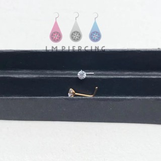 Crystal L-shape nose ring จิวจมูกสแตนเลส แบบก้านเสียบ ประดับพลอย**ราคาต่อ 1 ข้าง **