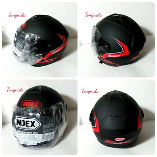 หมวกกันน็อค INDEX DUNK สีดำด้าน ลายใหม่ รุ่นล่าสุด รูปถ่ายจากสินค้าจริง