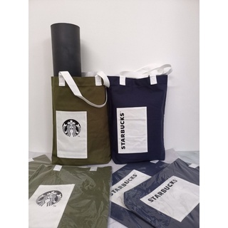 กระเป๋าสะพายสตาร์บัคส์ Starbucks Carry All Tote Bag Sep2022 มีให้เลือกสะสม 2 สี ค่ะ Denim Tote และ Green Tote