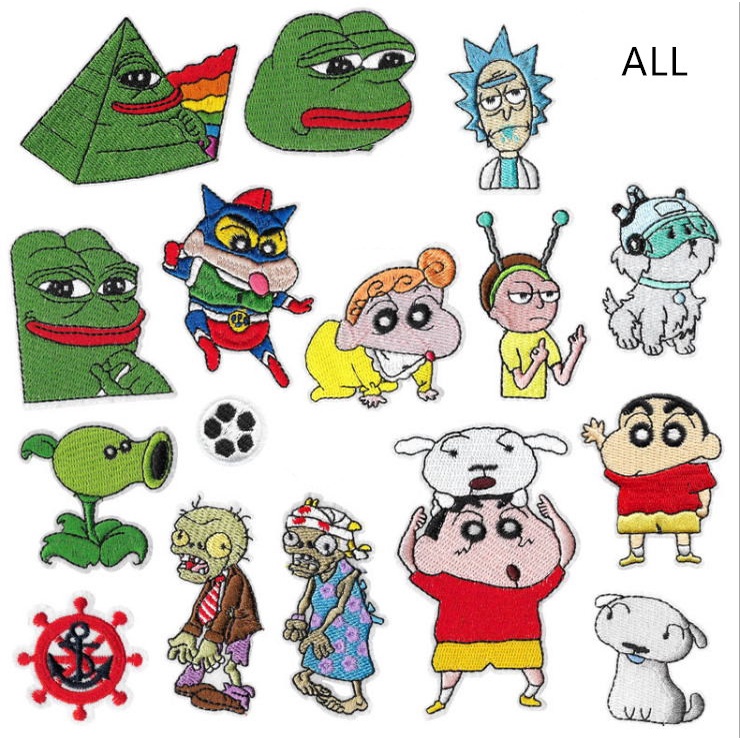 กบตลก Avatar Crayon Shin-Chan Shin-Chan Plants vs. ซอมบี้เย็บปักถักร้อยผ้าสติกเกอร์เสื้อผ้าป้ายปลอกแขนกางเกงแพทช์ ง เอแคลส์ ที่มีกาวสามารถรีดสามารถมือ @