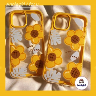 สําหรับ IPhone 14 Pro Max เคสโทรศัพท์มือถือแบบนิ่ม TPU ใส กันกระแทก ลายดอกทานตะวัน สไตล์เกาหลี สําหรับ IPhone 11 12 13 Pro Max