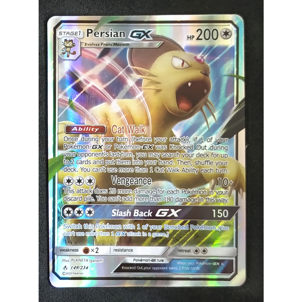 Persian GX Card 149/234 เปอร์เซียน Pokemon Card Gold Flash Light (Glossy) ภาษาอังกฤษ