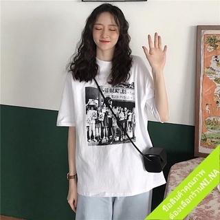 【hot sale】เสื้อยืดโอเวอร์ไซส์ผู้หญิง Oversize ลาย The Beatles ย้อนยุค เสื้อคู่รักน่ารักสไตล์เกาหลี สวมใส่สบาย แนวสตรีท ข