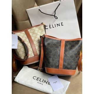 ขายถูกมาก‼️แบรนด์💯CELINE SMALL BUCKET IN TRIOMPHE CANVAS