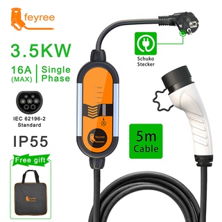 Feyree สายชาร์จ Type2 3.5KW 7KW 11KW 8-10-13-25-32A IEC62196 แบบพกพา สําหรับรถยนต์ไฟฟ้า