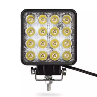 FS สปอร์ตไลท์ สี่เหลี่ยม สีขาว 12V-24V 16 LED 48W (เรือ มอเตอร์ไซค์และรถยนต์)