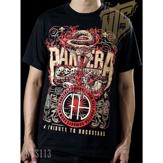 Tee leee NTS 113 Pantera ROCK เสื้อยืด เสื้อวง เสื้อดำ สกรีนลายอย่างดี ผ้าหนานุ่ม ไม่หดไม่ย้วย NTS T SHIRT S M L XL XXL