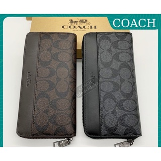 ของแท้ 100% COACH 75000 / กระเป๋าสตางค์ผู้ชาย / กระเป๋าสตางค์แบบยาว / กระเป๋าสตางค์แบบกันรอยขีดข่วน