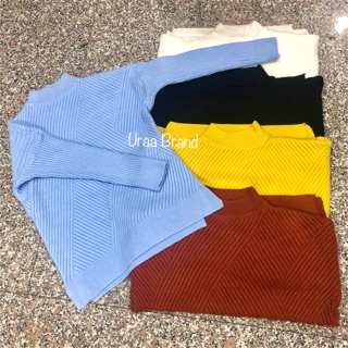 ( พร้อมส่ง 5 สี ) เสื้อไหมพรม คอปีน รุ่น Sweater เสื้อคอปีน Peen Line