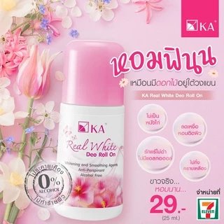 (แพ็ค 6 ขวด) KA Real White Deo Roll On เคเอ ไวท์ ดีโอ โรลออน ลูกกลิ้ง ระงับกลิ่นกาย ขนาด 25 มล.