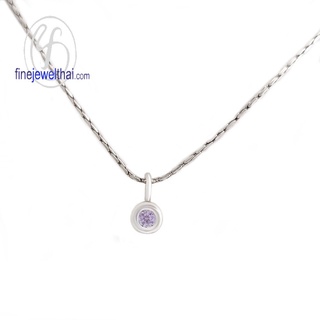 Finejewelthai-จี้อะเมทิสต์-อะเมทิสต์-จี้พลอย-พลอยประจำเดือนเกิด-Amethyst-Silver-Pendant-Birthstone-P1132amt00