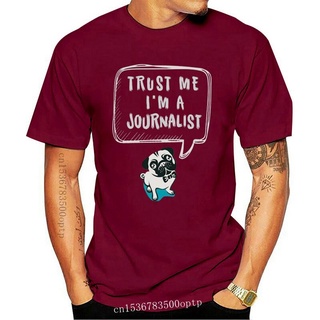 คอตต้อนคอกลมขายดี เสื้อยืดลําลอง แขนสั้น พิมพ์ลาย journalist trust me I am a journalist สีดํา สําหรับผู้ชาย 00528 PHegjo