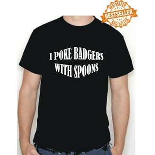 [S-5XL]เสื้อยืดลําลอง พิมพ์ลาย I POKE BADGERS พร้อมช้อน สําหรับผู้ชาย 506166