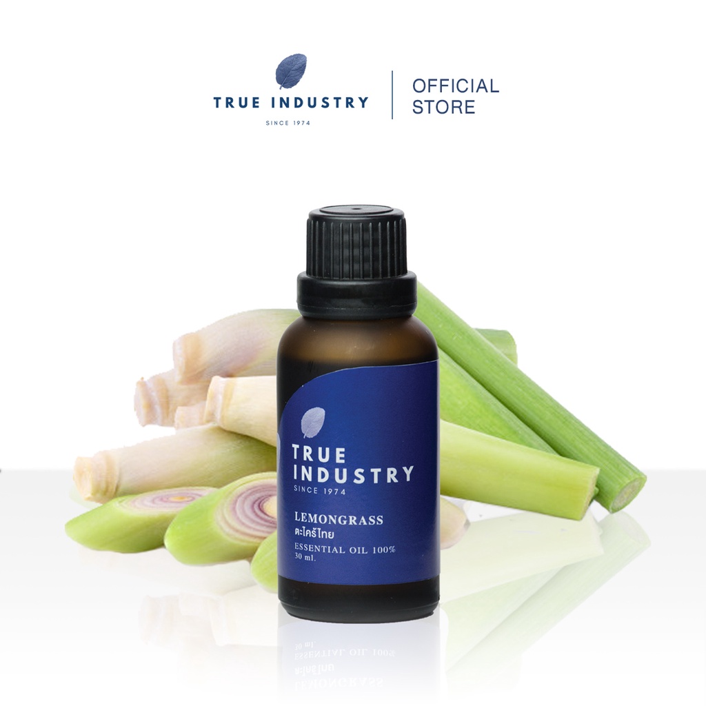 True industry น้ำมันหอมระเหย 100 % กลิ่นตะไคร้ไทย (Pure  Lemongrass essential oil)
