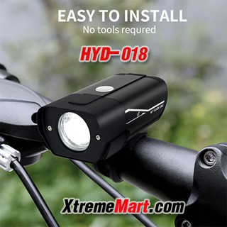 ไฟหน้าจักรยาน รุ่น HYD-018 with Warning LED Side Light and USB rechargeable Bicycle Light (Black)