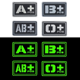 แผ่นแพทช์ยาง PVC ลายทหาร 3D A+ B+ AB+ O+