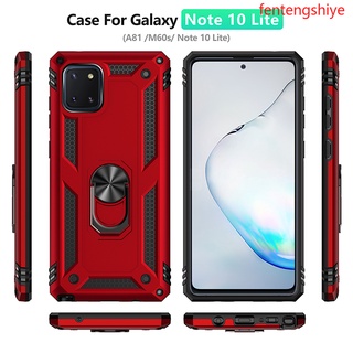 เคสโทรศัพท์ซิลิโคน กันกระแทก พร้อมแหวนแม่เหล็ก สําหรับ Samsung Galaxy A81 A91 Note 10 lite S10 lite